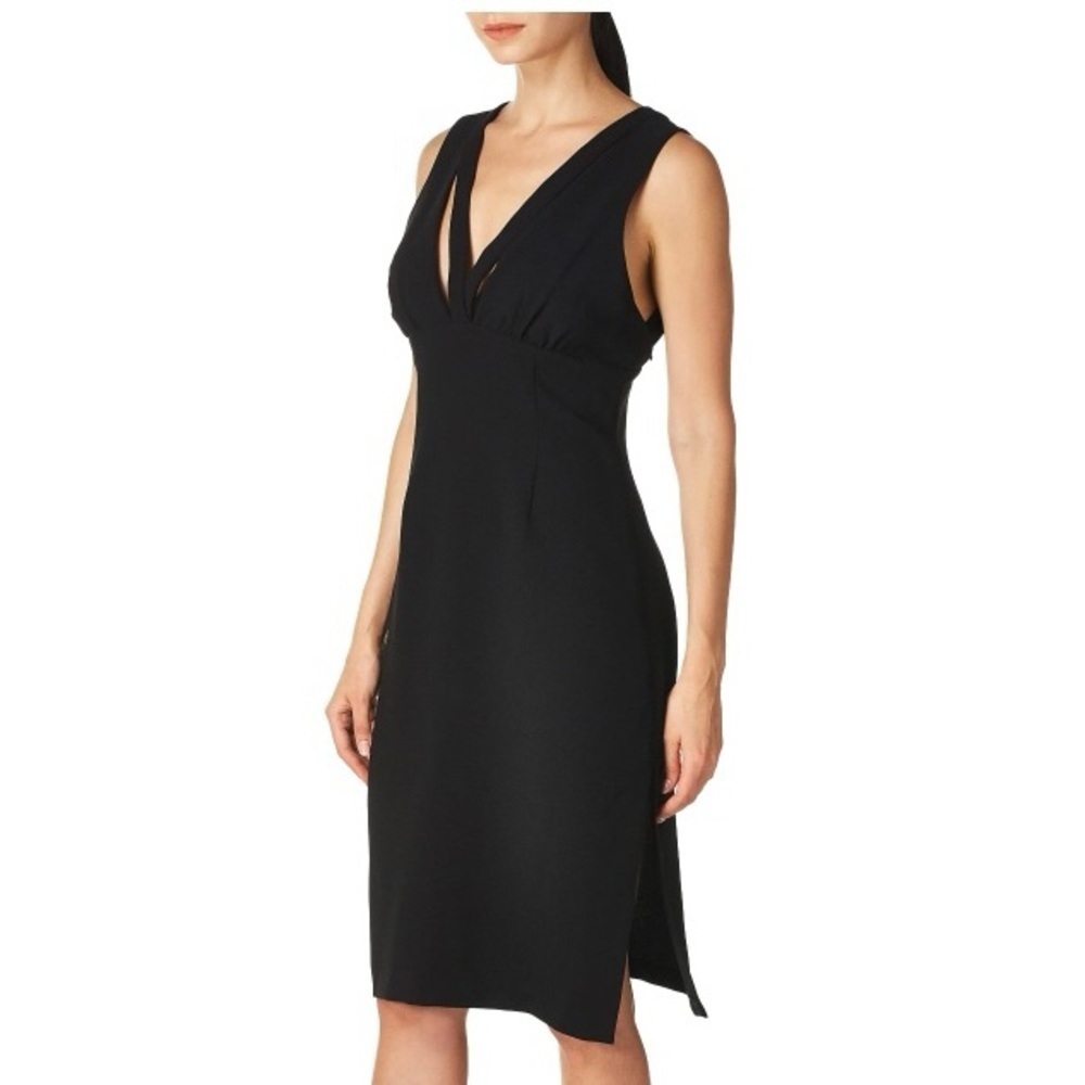 BCBGeneration Black Sheath Midi Dress V-Neck‎